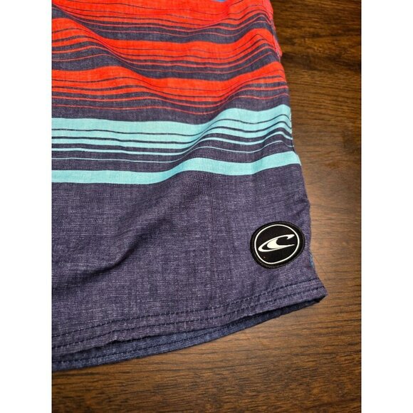 ONeill Mens Size 40 Board Shorts Blue/Red Striped Swim Trunks Polyester Adjustab - Picture 5 of 13